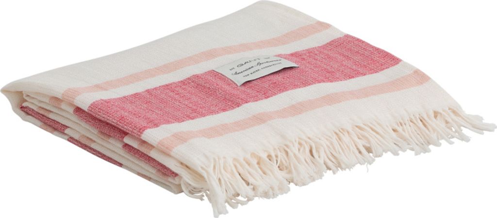 GANT Baumwolle LINEN STRIPE Tagesdecke 130x180cm Farbe WATERMELON PINK