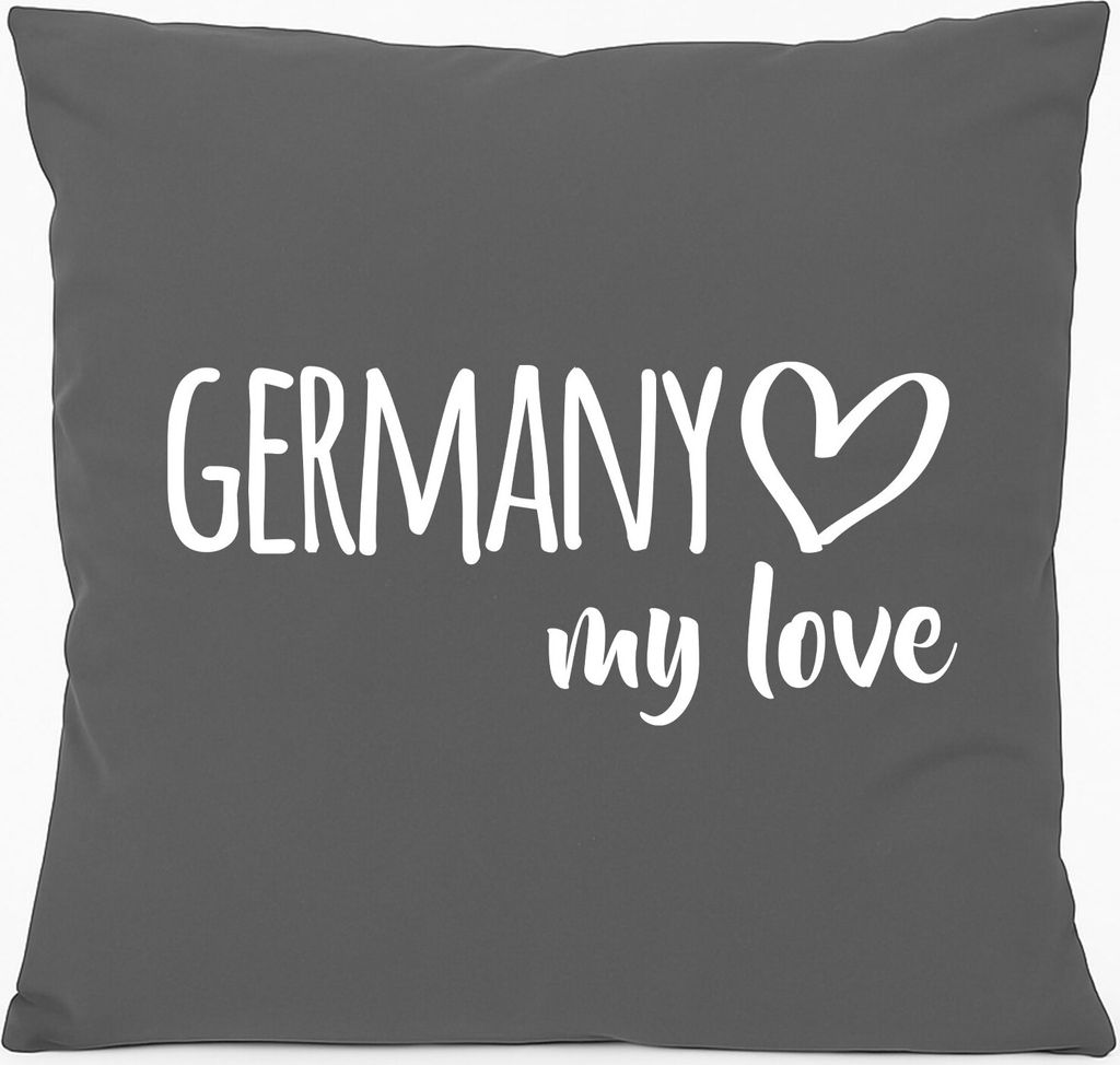Huuraa Kissen Germany my love 40x40cm mit Füllung Steel Grey Baumwolle Dekokissen Geschenkidee