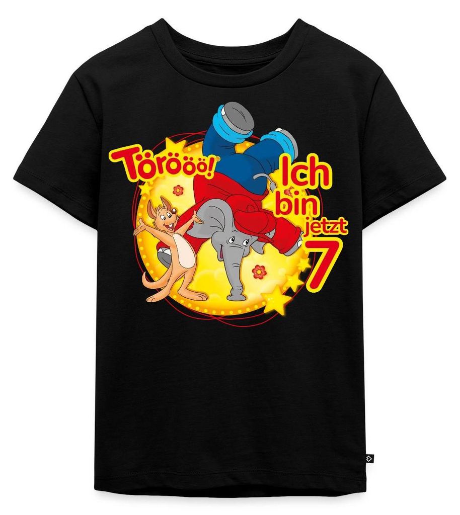 Spreadshirt Benjamin Blümchen Ich Bin Jetzt 7 Kinder Premium T-Shirt, 98/104 (2 Jahre), Schwarz
