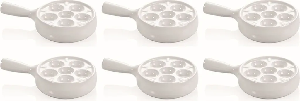 Piatti per Lumache Tradizionali - Set 6 Pezzi in Ceramica Bianca
