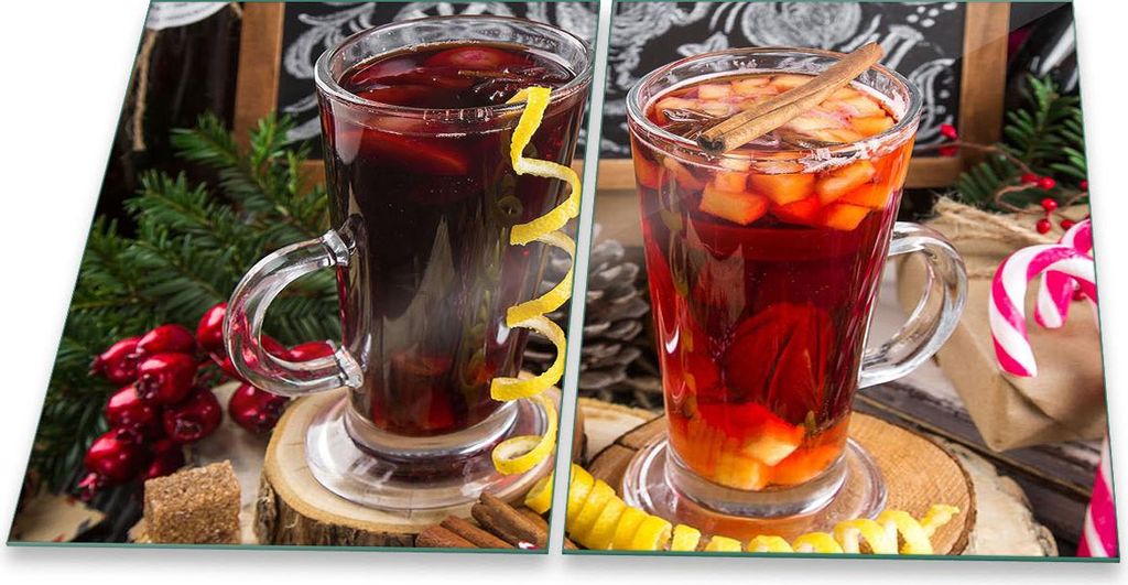 Herdabdeckplatte Glaskeramik 2-Teilig 2x40x52 Obst Rot Abdeckung Spritzschutz Glas