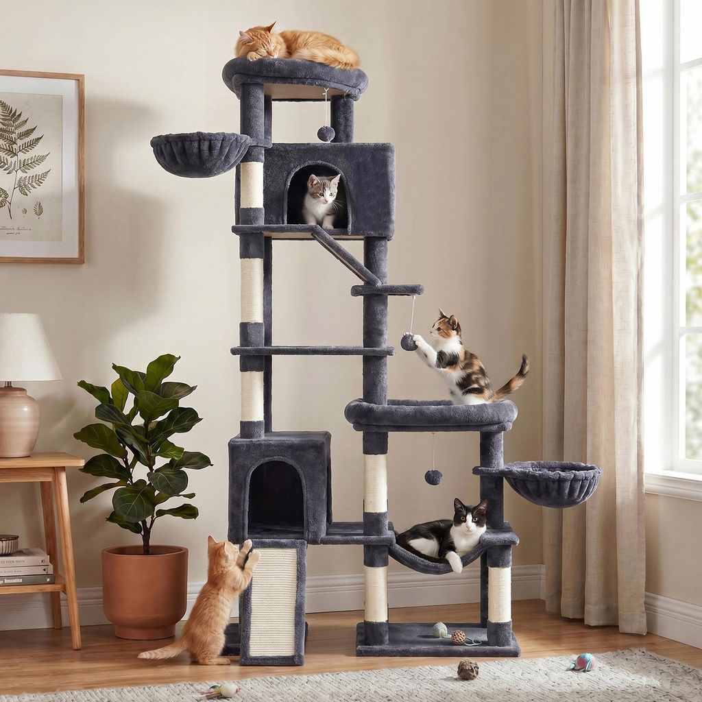 FEANDREA Kratzbaum XXL für Große Katzen mit 6 Ruhebereichen Produktbild 