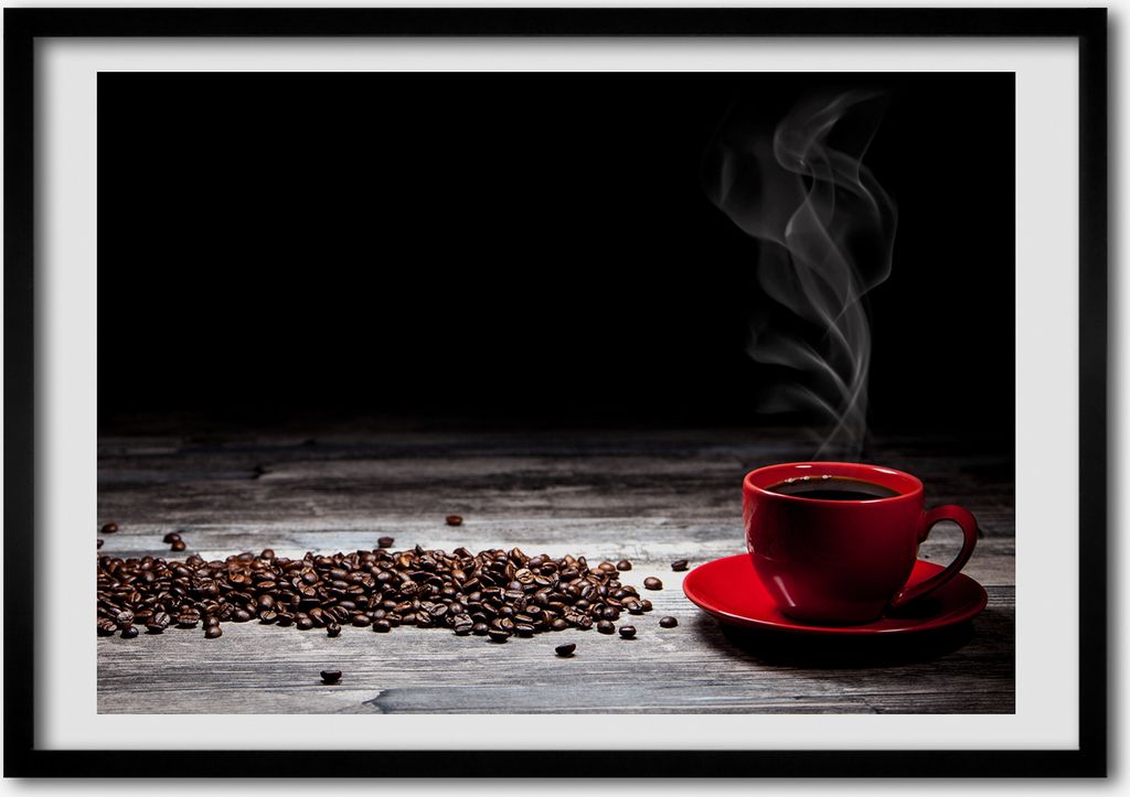 Bild - Bilder - Bilderrahmen - 70 cm x 50 cm - MDF-Rahmen, Wandkunst aromatischer Kaffee