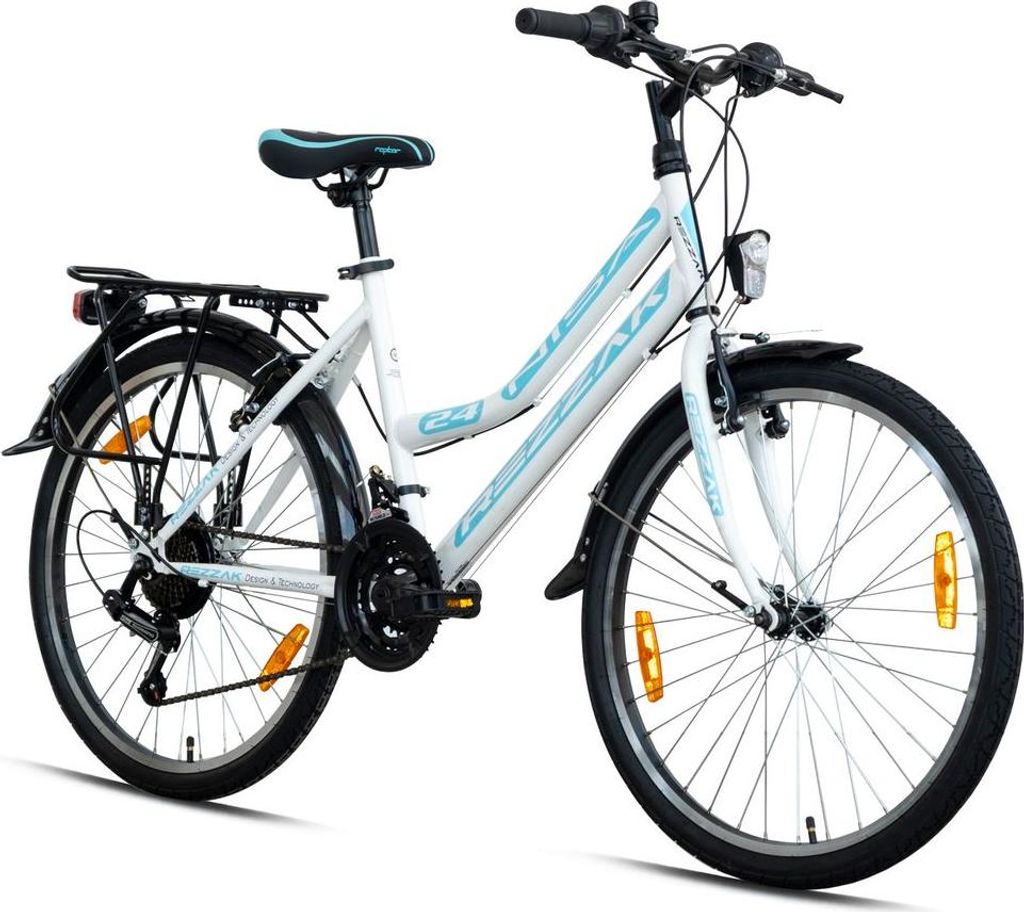 24 zoll Kinderfahrrad Mädchenfahrrad 24"Damen Cityfahrrad city bike Weiss türkis Neu