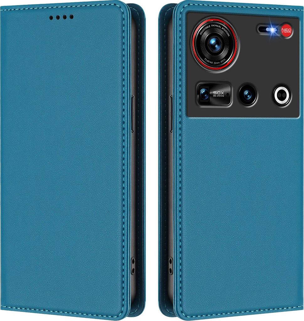 Handyhülle für ZTE Nubia Z70 Ultra/Z70S Ultra, Kunstleder Klapphülle Stoßfeste Magnetische Hülle mit Ständer Blau