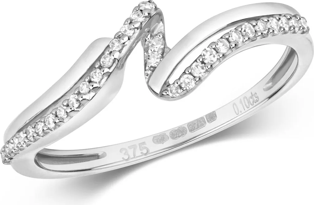 Solitaire Diamant en Or Blanc 9 Carats pour Femme Taille 54 Élégant