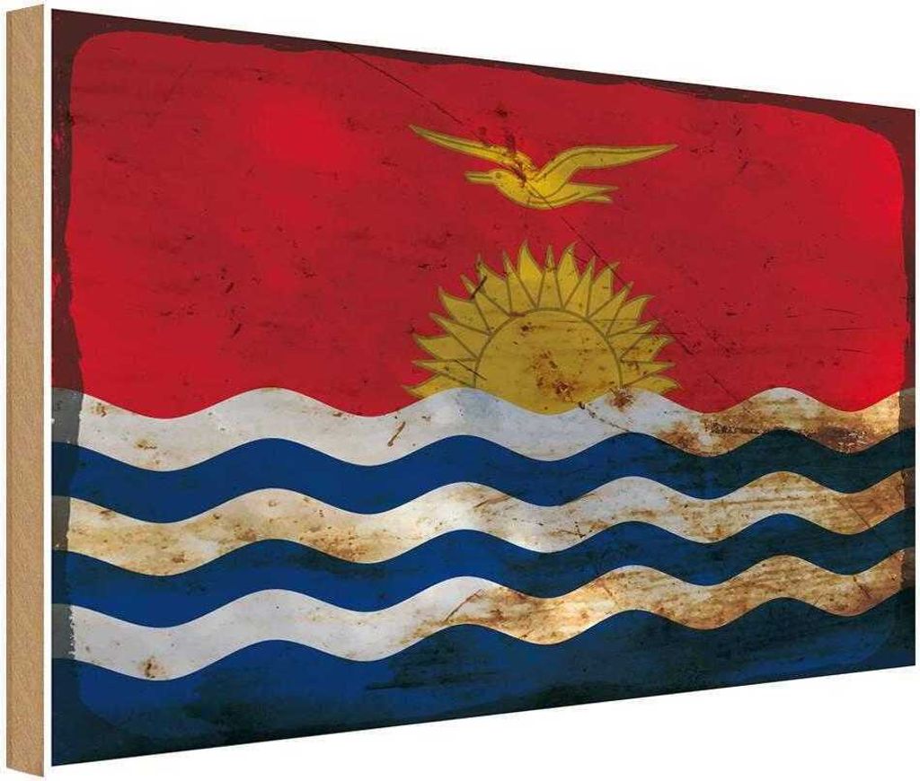 vianmo Holzschild 30x40 cm Kiribati Flagge Fahne Wappen Produktbild 