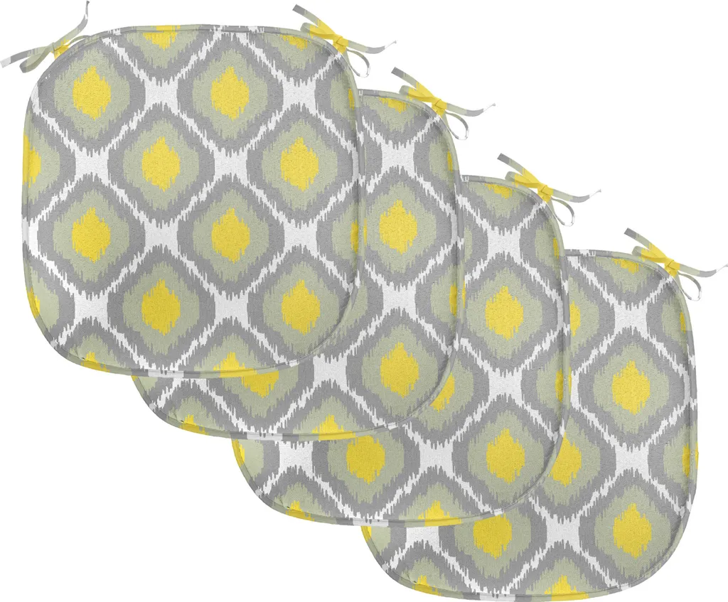 Galette de Chaise Anti-Tache et Imperméable avec Attaches Lot de 4 Ikat