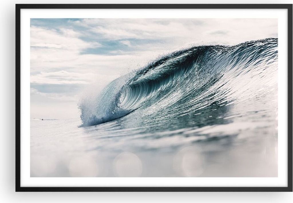 Gerahmtes Poster - Schwarzer Rahmen - Welle Meer Ozean - 91,5x61 cm - Wand Bild - Wanddeko - Wandbilder - Kunstposter - Wandposter - Bilderrahmen -...