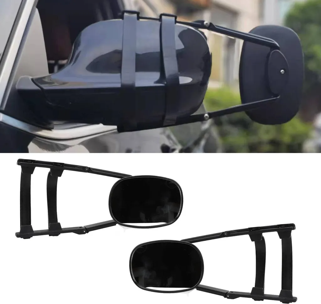 Rétroviseur de remorquage avec réglage 360° et fixation stable à clips