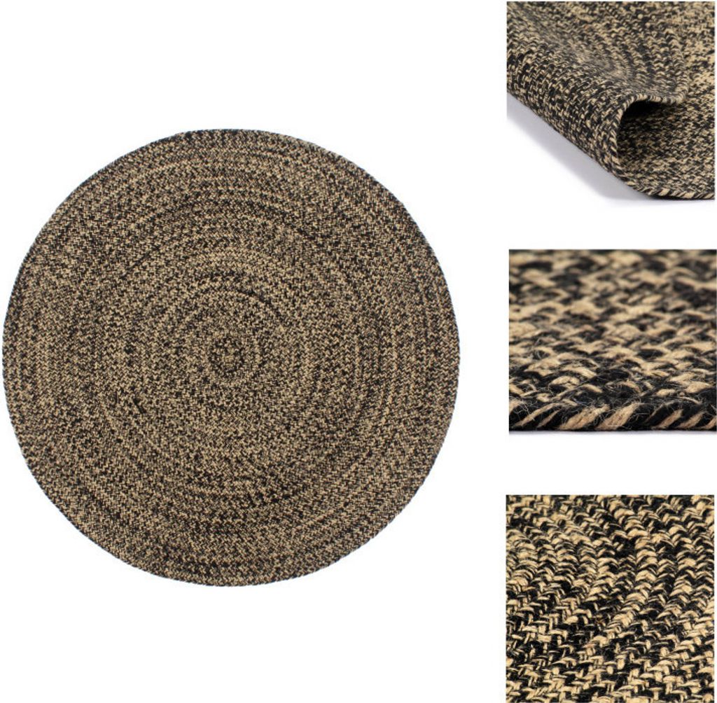 vidaXL Teppich Handgefertigt Jute Schwarz und Braun 240 cm - Teppiche