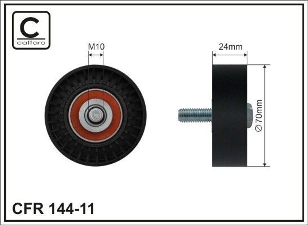 CAFFARO 144-11 Umlenkrolle Keilrippenriemen 70mm für AUDI A3 Schrägheck (8L1) für FORD FOCUS (DAW, DBW) FOCUS Kombi (DNW) TRANSIT CONNECT MAVERICK