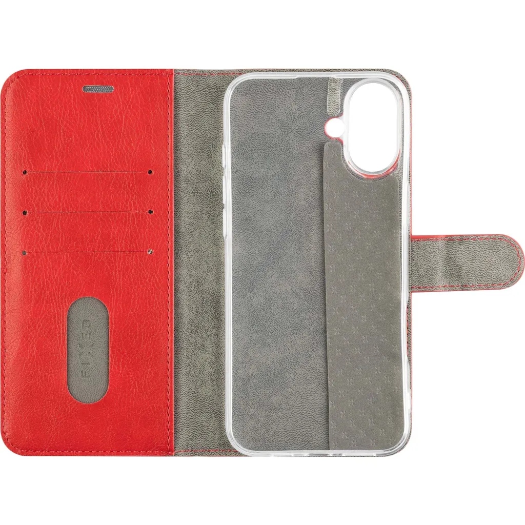 Étui iPhone 16 Fixed Book Case Opus Rouge - Protection Cuir Synthétique