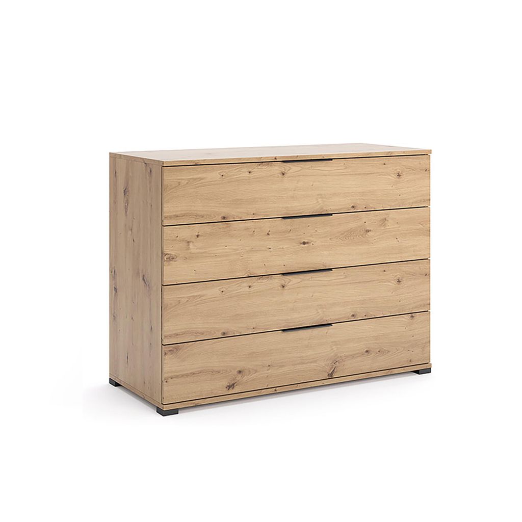 Kommode Teddy – 4 Schubladen – Eiche Artisan – 110×84×47 cm Produktbild 
