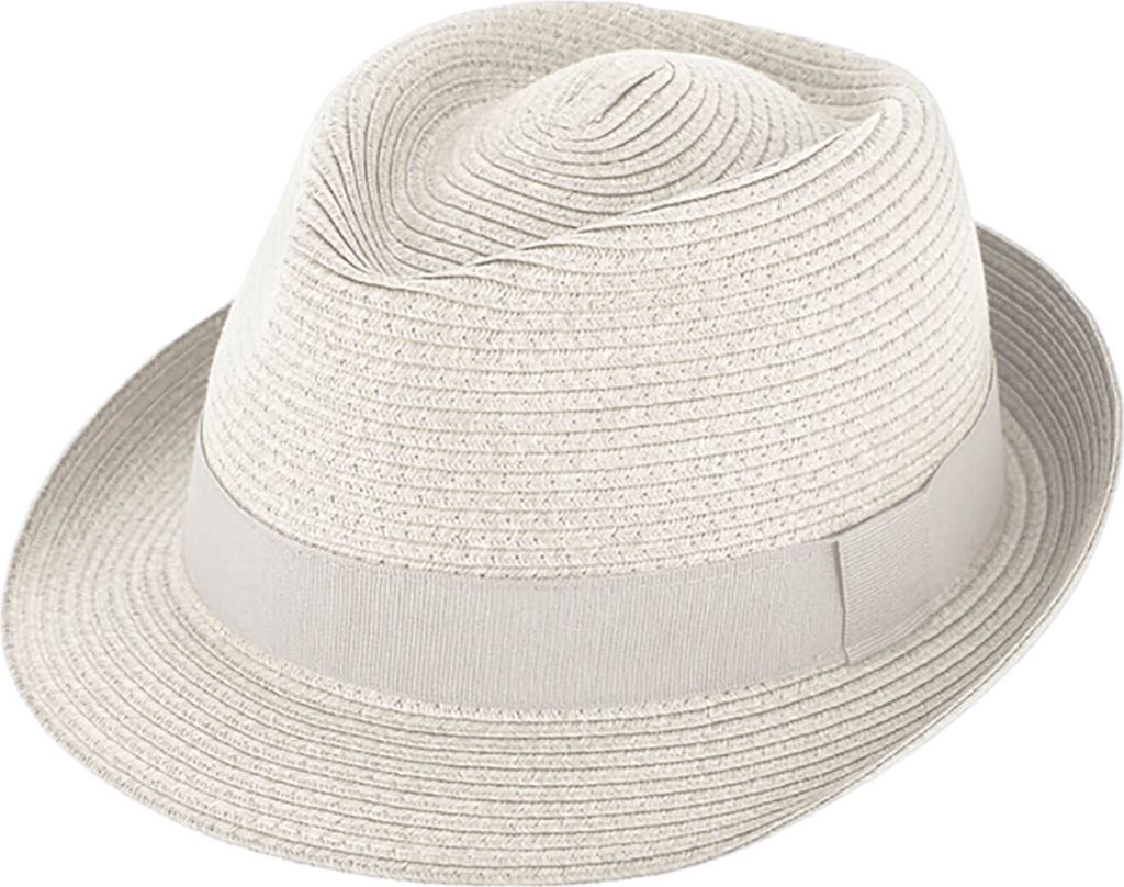 Fiebig Papierhut Trilby uni mit gleichfarbigem Ripsband Natur Gr. 57