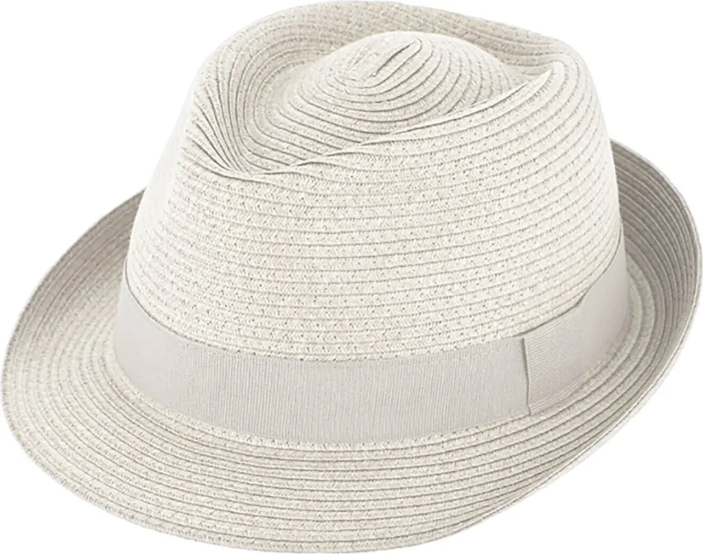 Cappello di carta Fiebig trilby uni con nastro in gros grain dello stesso colore natura taglia 59
