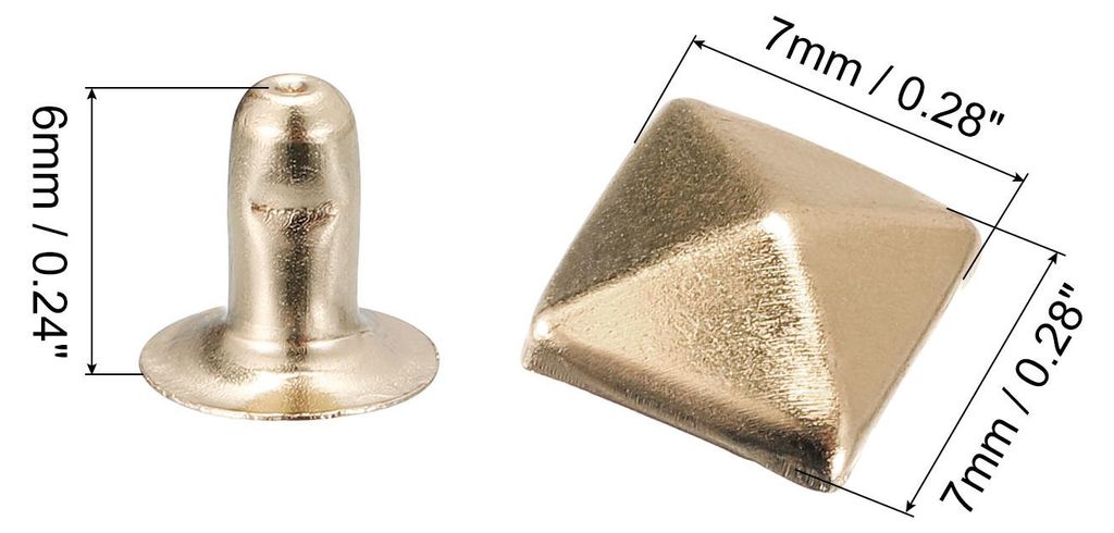 100 Sets Quadratische Nieten Stachel Niete 7mm DIY Metall Leder Spike Nieten fš¹r leder Punk Pyramid Nieten Ledercraft Dekoration fš¹r Bekleidu...