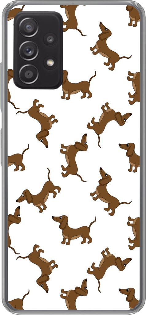 MuchoWow Handyhülle Schutzhülle Hülle für Telefoonhoesje Samsung Galaxy A33 5G Muster - Hund - Dackel - Jungen - Mädchen - Kinder - Kinder S...