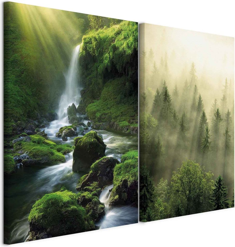 murando - Wandbilder Set Wald im Nebel 40x30cm 2 Teilig je 20x30cm Collage 2er Mehrteiligen Gemälden Vlies Leinwandbild Kunstdrucke Leinwanddrucke...