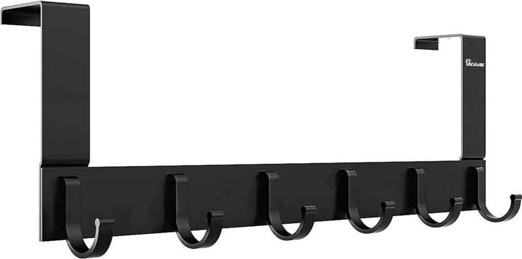Türhaken mit 6 Haken für Küche, Badezimmer, Wohnzimmer, Flur schwarz