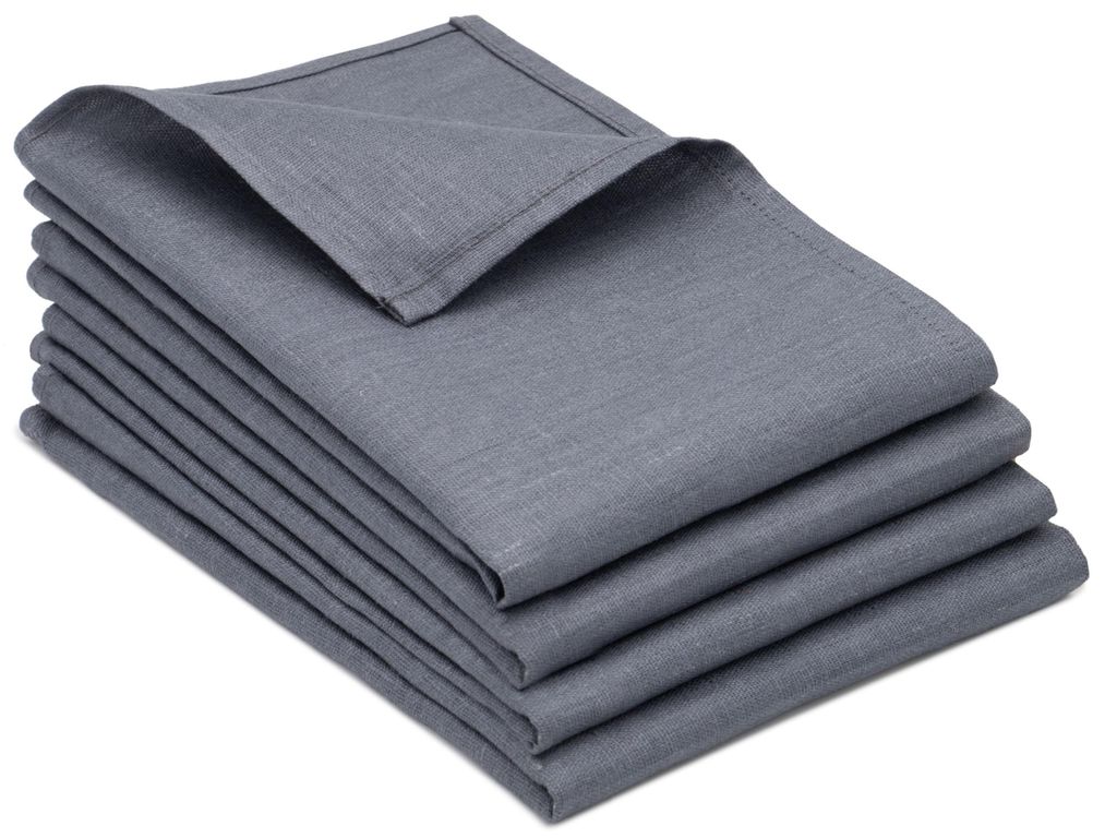 Set di 4 strofinacci in lino al 100%, colore grigio, Immagine del prodotto 