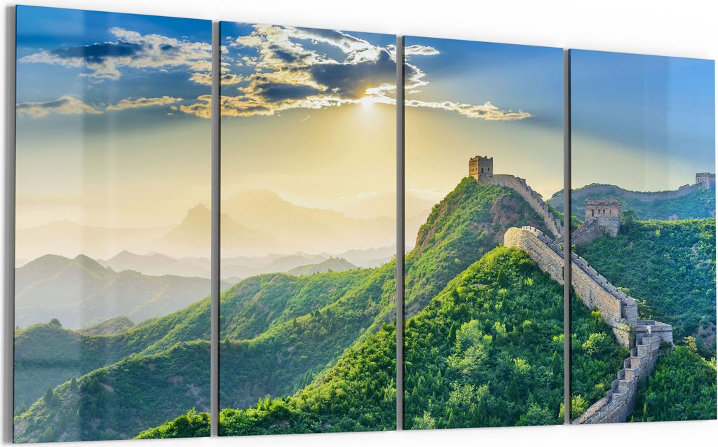 DEQORI Glasbild Echtglas 4x30x60 cm 'Die Chinesische Mauer' Wandbilder XXL groß