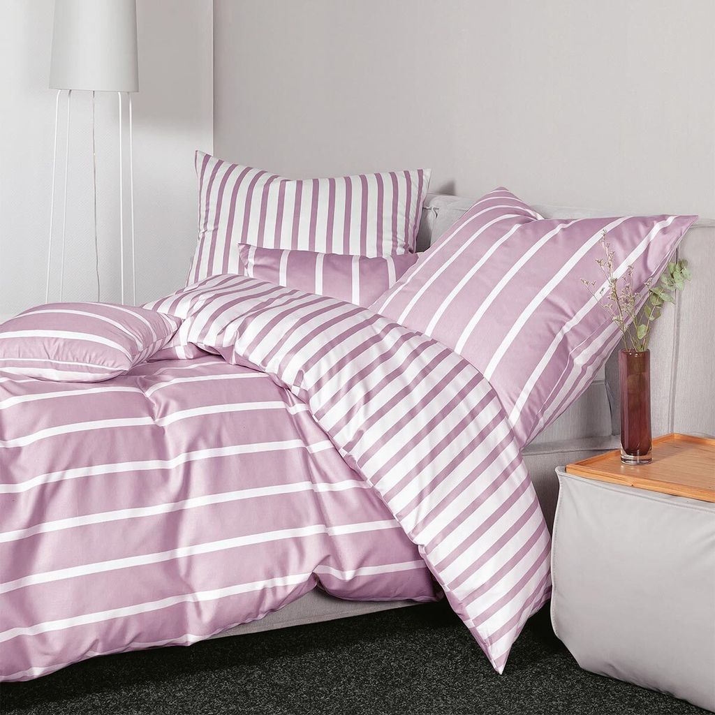 Janine Mako-Satin Bettwäsche modern classic Kissenbezug einzeln 65x100 cm kreiderose