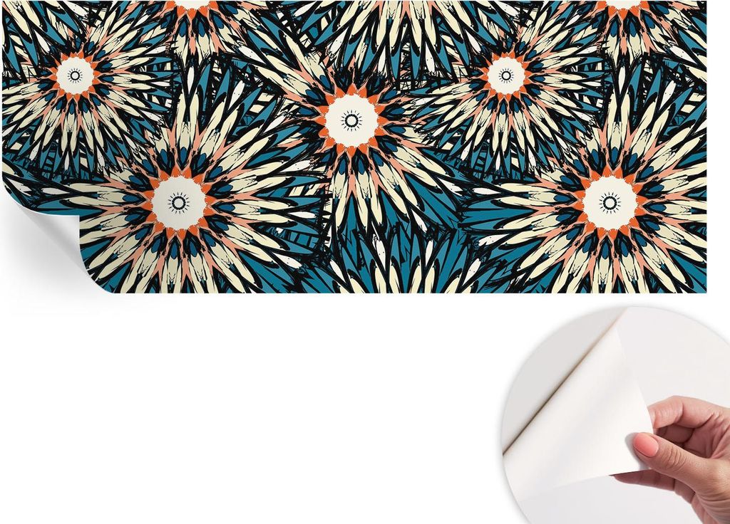 Selbstklebende Wandtapete - Dekorative Tapete für Wohnzimmer - Klebefolie für Wandbilder - Tapetenfolie für Wanddekoration - 208x146 cm - Blumen...