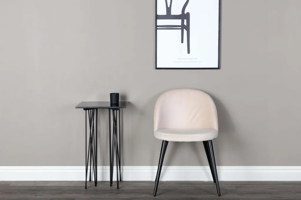 Sedia FURNLUX Velluto Beige e Metallo Nero 50x57x77cm | Arredo Glamour - 4