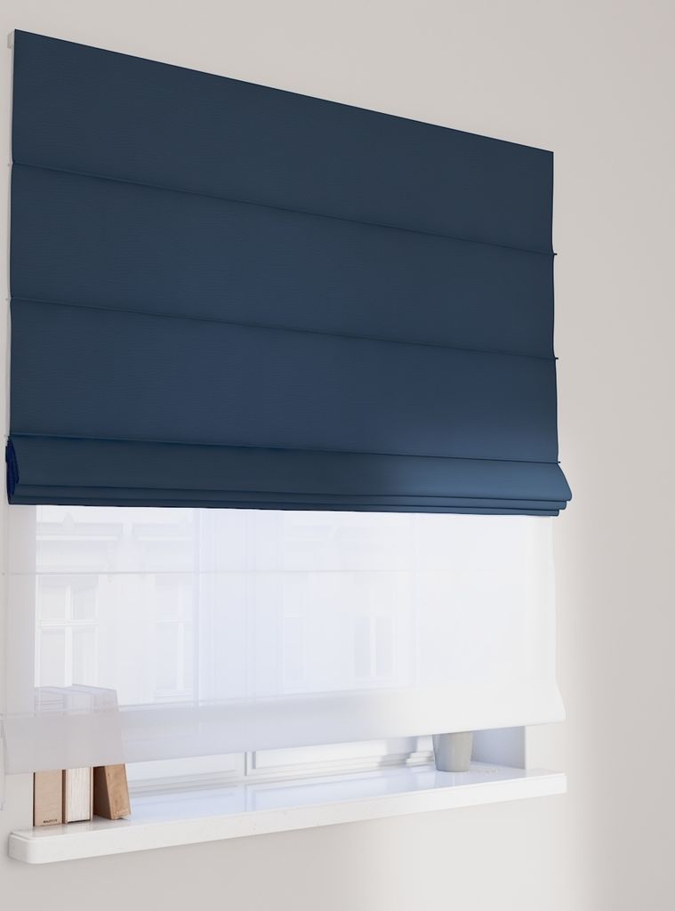 Dekoria Doppelraffrollo Duo, marinenblau, 100 x 170 cm
