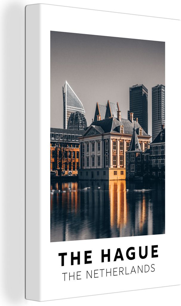 OneMillionCanvasses - Leinwandbilder - 90x140 cm, Niederlande - Den Haag - Architektur - Wasser, Wandbilder Kunstdruck Wanddekoration - Foto auf ...