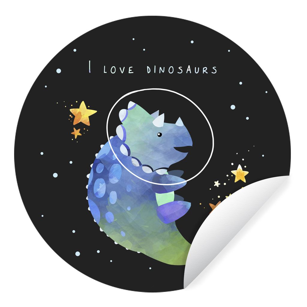 MuchoWow Runde Wandtattoo - Wandsticker Tapete Aufkleber Zitate - Weltraum - 'Ich liebe Dinosaurier' - Sprichwörter - Mädchen - Jungen - Kinder...