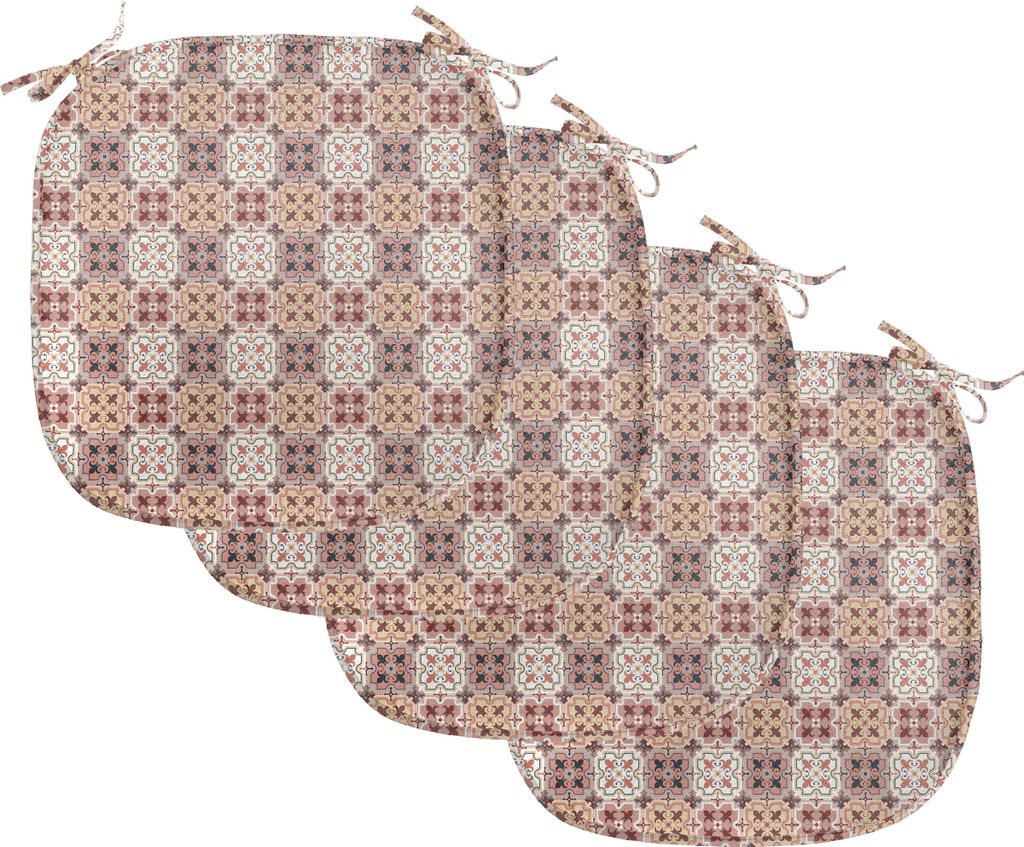 ABAKUHAUS Quatrefoil Polster für Esszimmerstühle, Vintage Clover East, Dekoratives wasserfestes Kissen mit Riemen für Küchensitze, 40 cm x 40 c...
