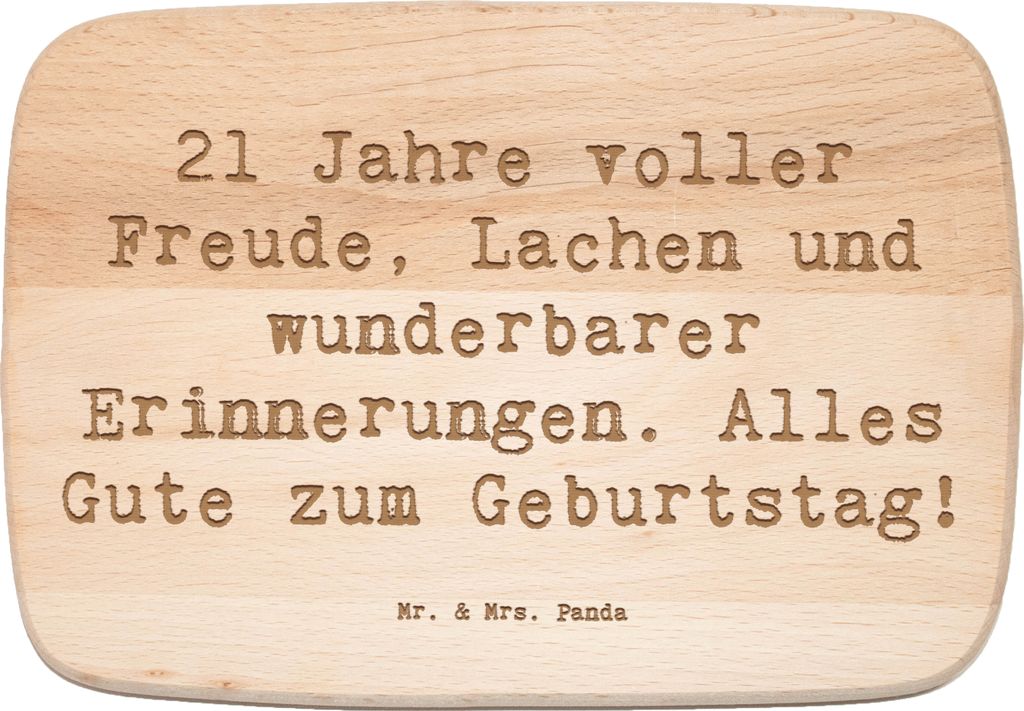 Mr. & Mrs. Panda Schneidebrett Spruch 21. Geburtstag Freude - Transparent - Geschenk, Frühstücksbrettchen, Meilenstein, Erwachsensein, Frühstüc...