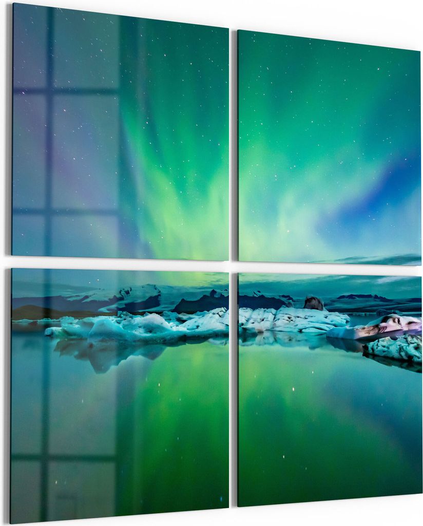 DEQORI Glasbild Echtglas 4x50x50 cm 'Leuchtendes Produktbild 