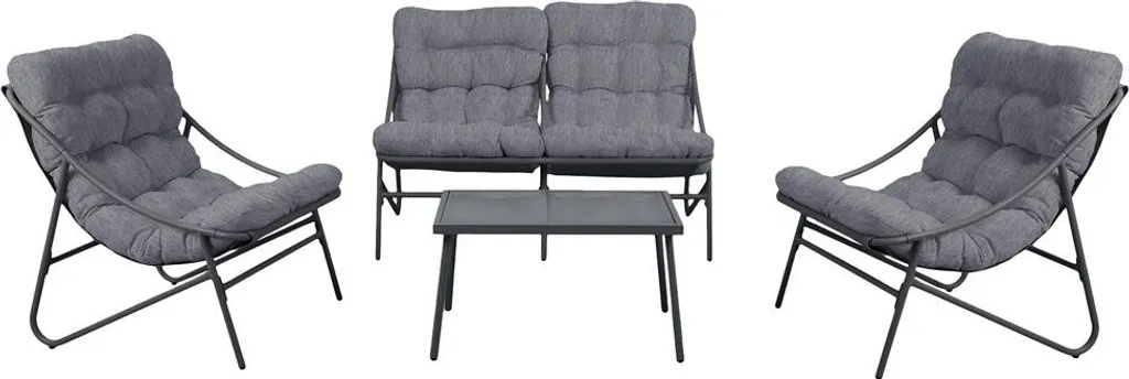 Mobilier de jardin 4 places gris VIBE ensemble canapé et table de terrasse