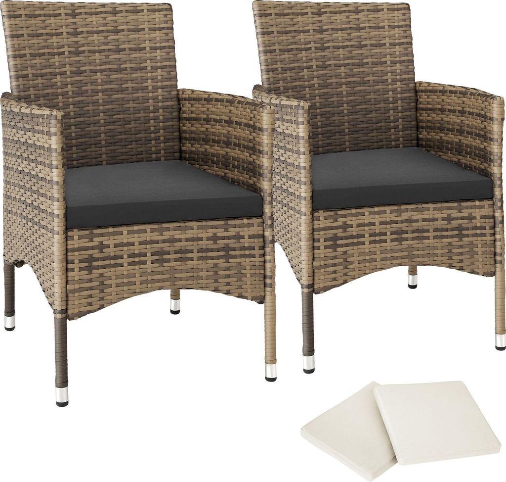 Lot de 2 fauteuils de jardin en rotin avec 2 sets de Image du produit 
