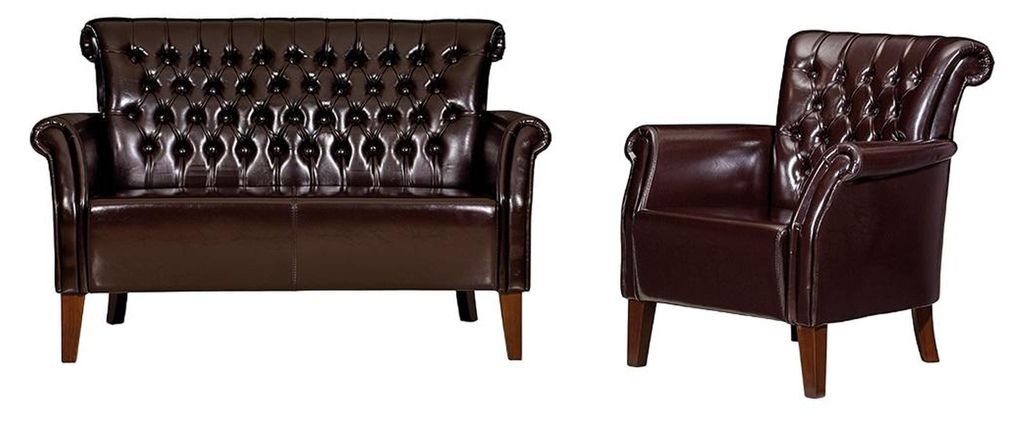 Sofagarnitur 2+1 Sessel Braun Couch 2 Sitzer modern Sessel Leder