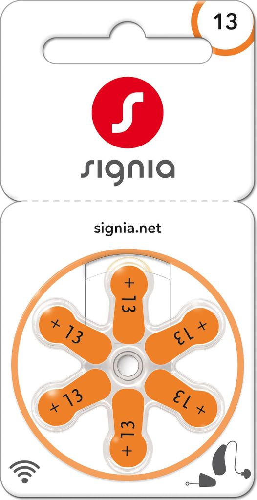 Signia Gr. 13 Hörgerätebatterien Orange 6er Blister PR48 Produktbild 