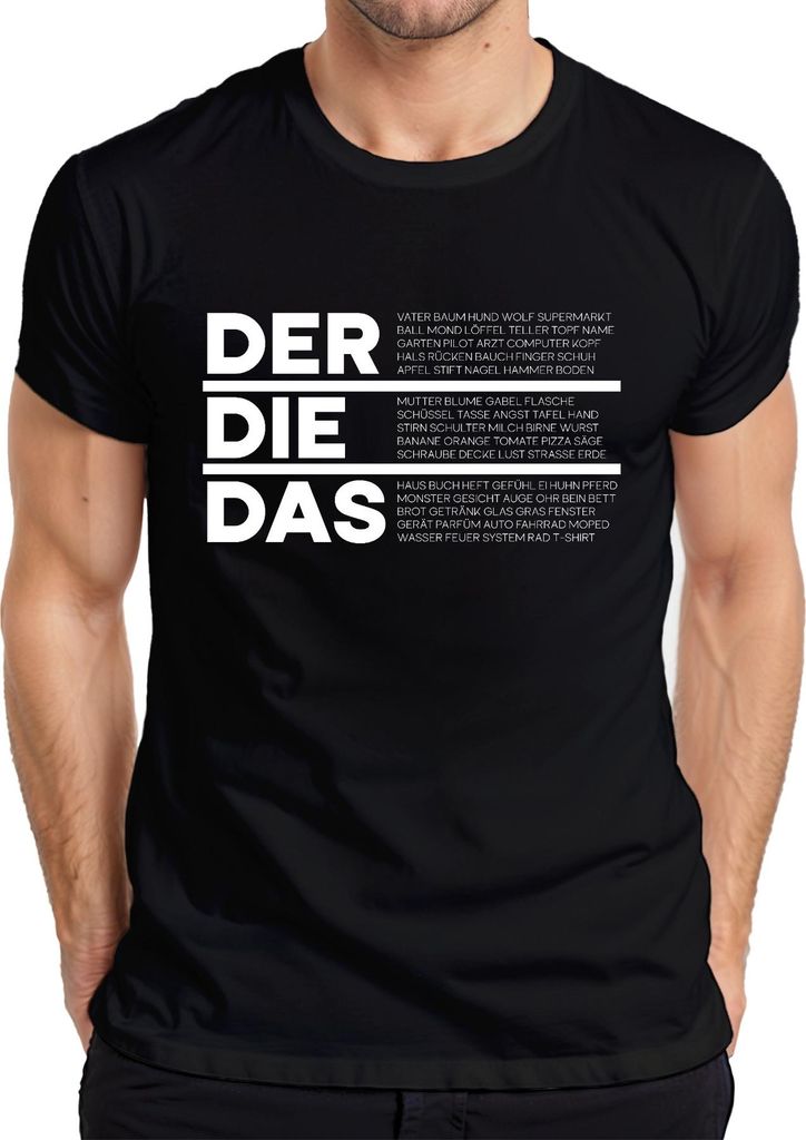 DER DIE DAS Deutsch Grammatik Artikel Lustig Spruch Ironie Sarkasmus Herren T-Shirt, Schwarz, XXL