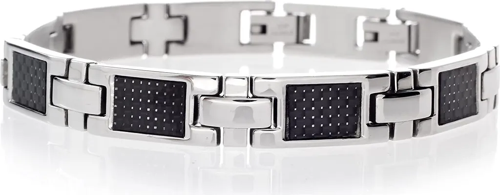 Bracciale Karisma da uomo in acciaio inossidabile con intarsi in carbonio316L - lucido WBS36001-CF1 - 19,0 centimetri