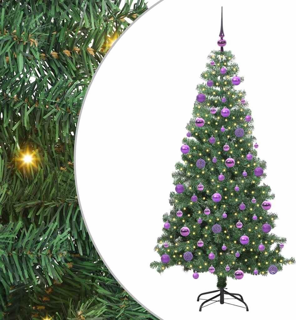 vidaXL Weihnachtsbaum mit 300 LEDs mit Ständer Grün 240 cm PVC