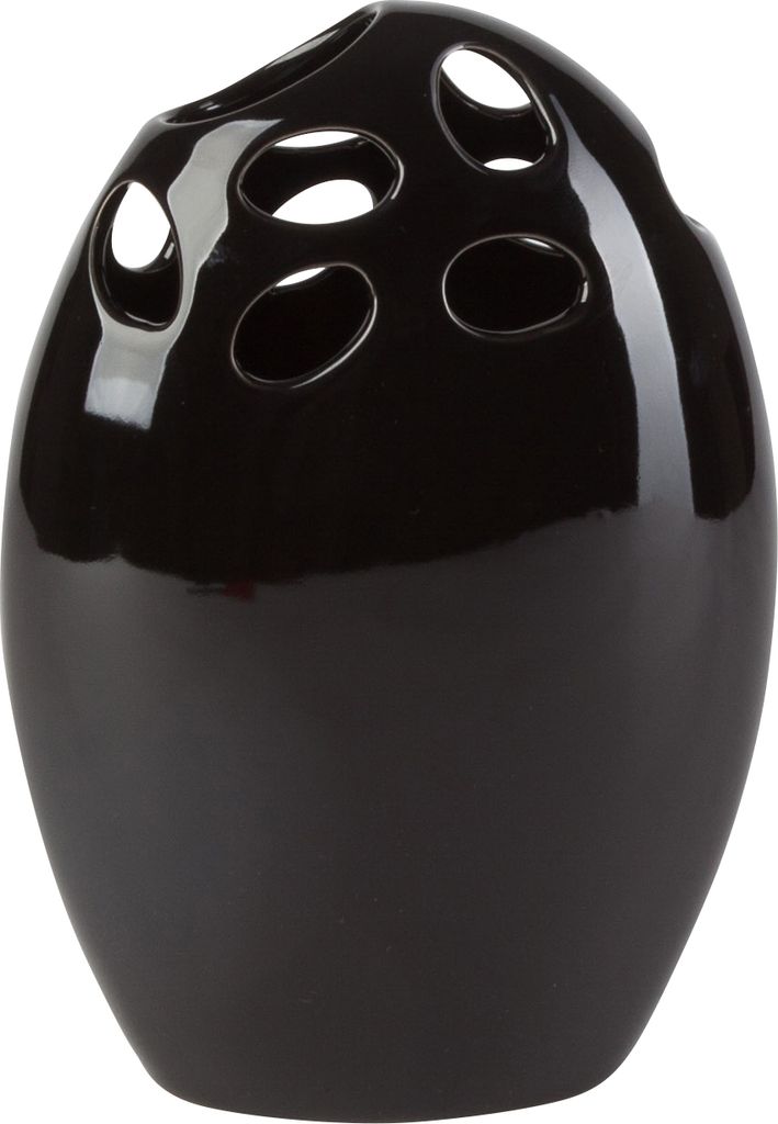Vase 'Eierloch' (15x8,5x21,5 cm), schwarz