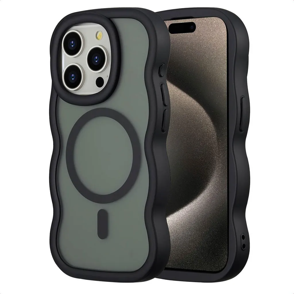 Selencia Wavy Backcover MagSafe iPhone 15 Pro Nero | Acquista Online