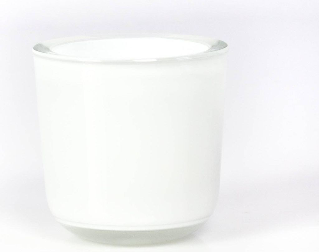 INNA-Glas Kleines Teelichtglas - Teelichthalter Nick, weiß, 8cm, Ø 8cm - Kerzenglas