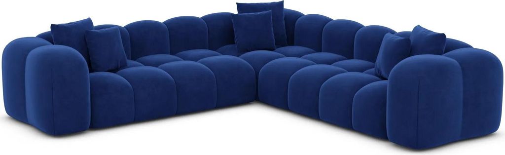 Samtstoff Ecksofa Valora Königsblau