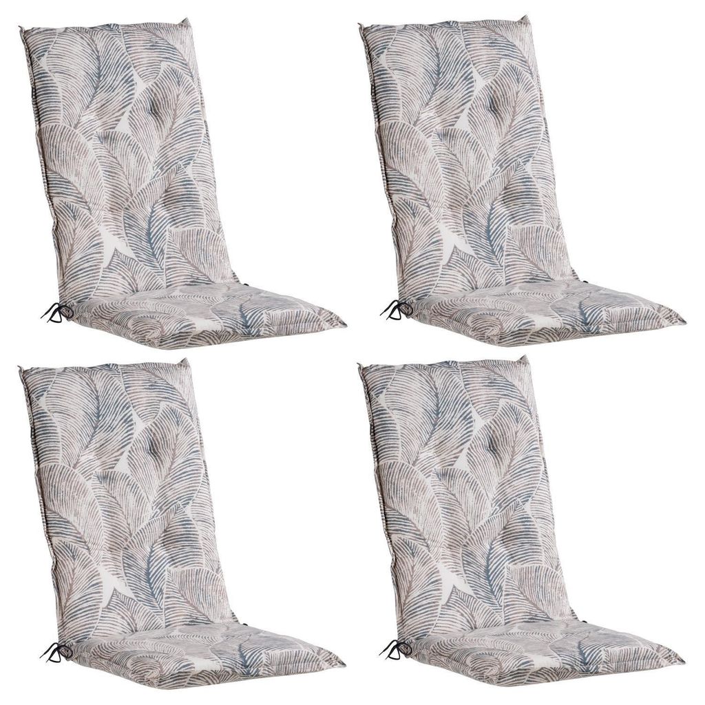 Gartenstuhlauflagen - Taupe - Anthrazit - Hochlehner - mit Stehsaum - 4er Set