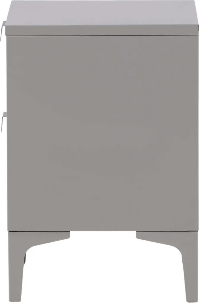 Table de nuit grise 2 tiroirs Piring en bois avec finition gris clair - 8