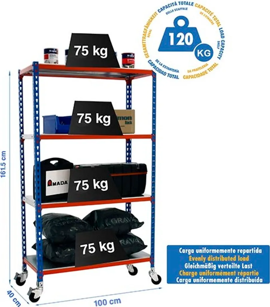 SIMONCLICK MOBILE PLUS 4/400 1500 BLEU/NAR/GAL Étagère Métallique Robuste