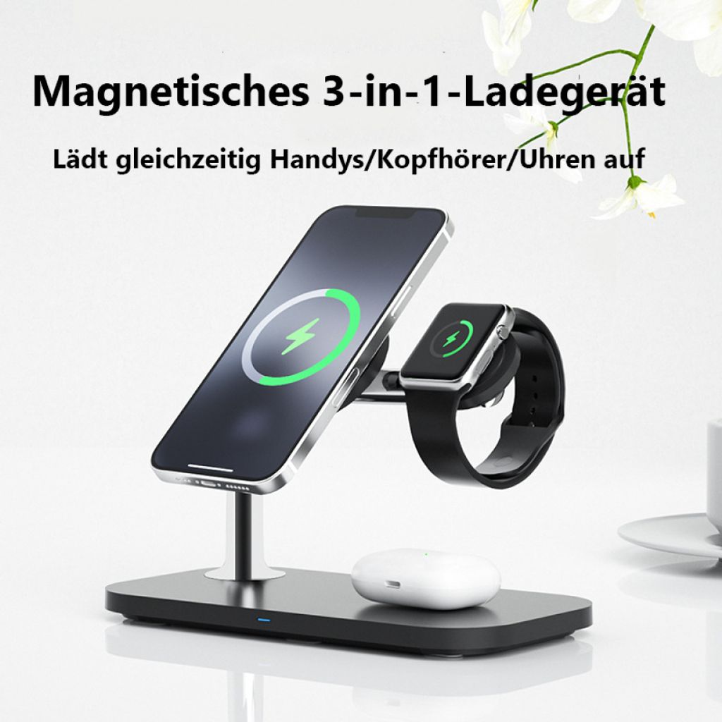 Kabelloses Ladegerät, 3 in 1 Induktive Ladestation, Wireless Charger  Kompatibel